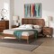 Baxton Studio Asami Mid-Century Modern Walnut Brown Finished Wood and Woven Rattan Full Size 3-Piece Bedroom Set 242-11116-9407-11298-11298-ZORO - alternate 4